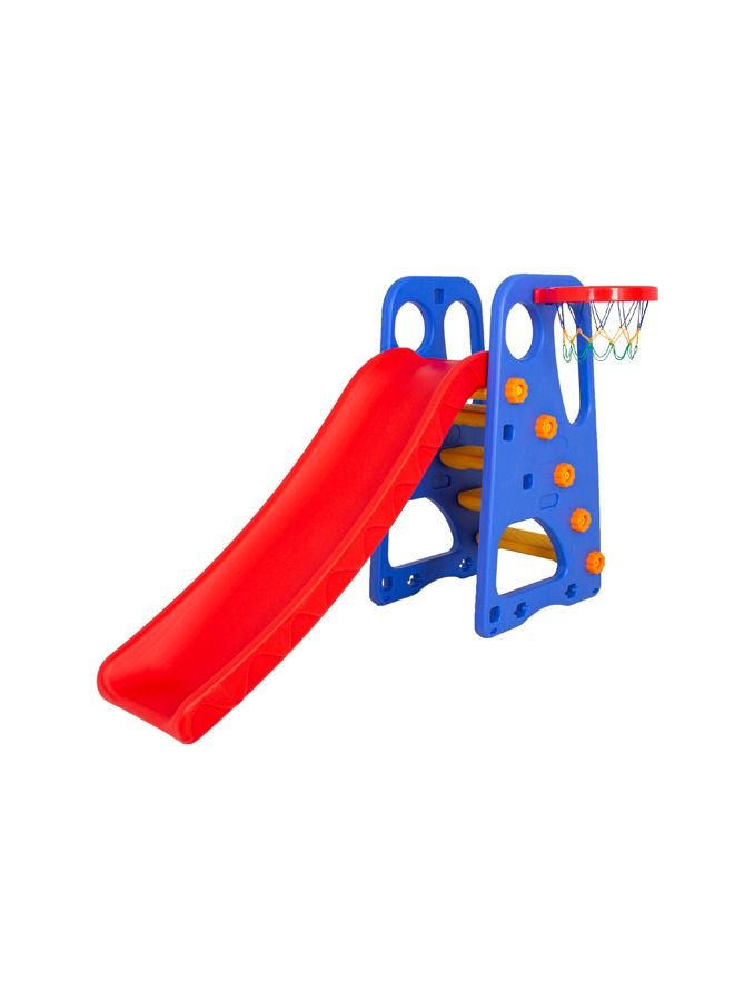 JSAITOYS 2 In 1 Indoor Plastic Kids Slide With Basketball Hoop - Image 2