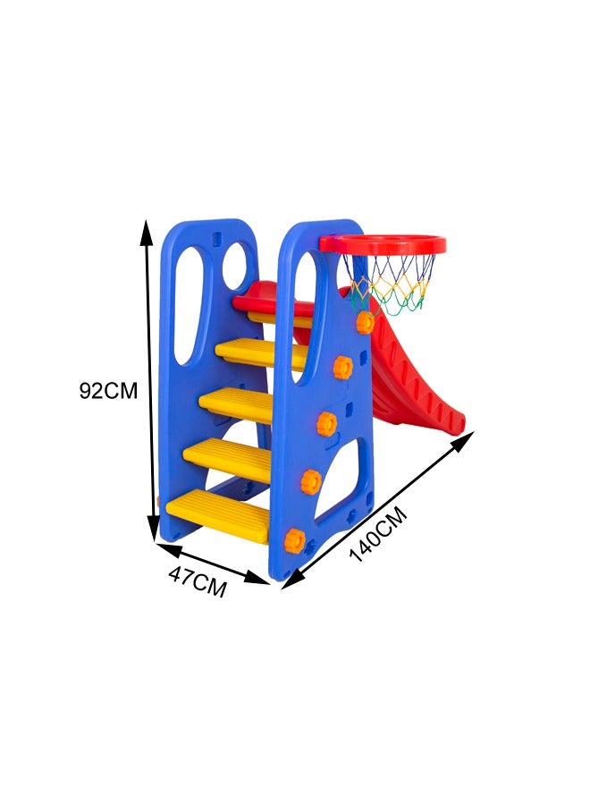 JSAITOYS 2 In 1 Indoor Plastic Kids Slide With Basketball Hoop - Image 4