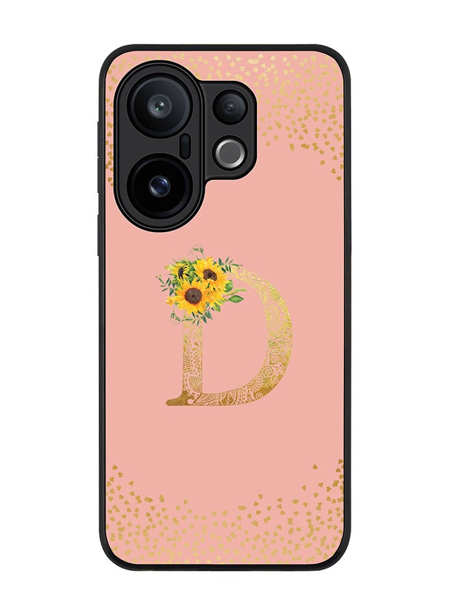 For vivo X200 FE / S30 Pro mini Case,Slim fit Camera Protection, Shockproof Thin Phone cover  - Custom Floral Monogram - D  (Rose Pink )