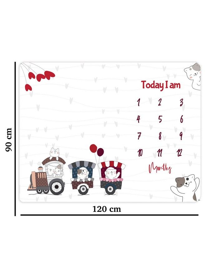 Custom Catch Monthly Milestone Blanket ; 1 To 12 Months ; Best For Newborn Boy & Girl Multicolor Cotton Skin Friendly - Image 3