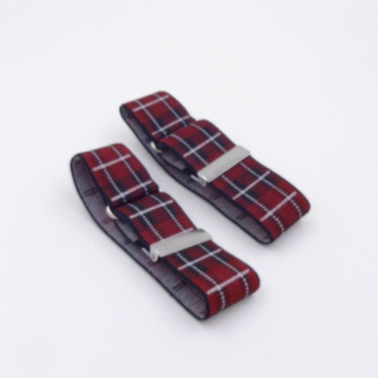 Soul-Calming Fabric Cufflinks Men Women Blazer Sleeve Bands RED CHECK 