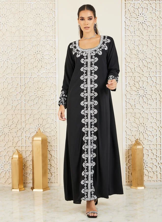 Styli Embroidered Panel A-Line Jalabiya