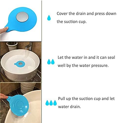 Mydio Bathtub Drain Stopper Silicone Bath Tub Drain Stopper Plug Cover,Water-Drop Design, Blue - Image 4