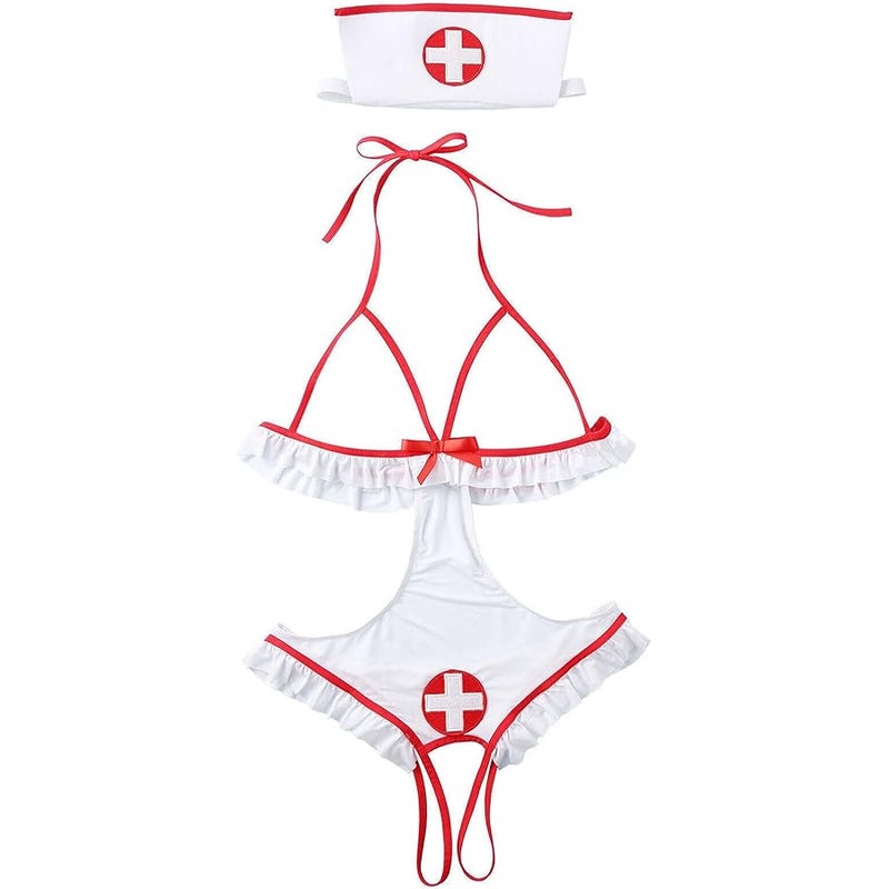 RNHGBB Sexy Nurse Costume Lingerie for Women, 2 Pcs Nurse Lingerie Set with Headband Sexy  Costume Woman 2026 - Image 1