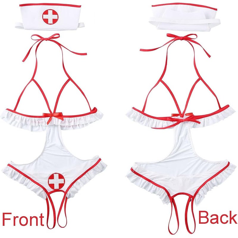 RNHGBB Sexy Nurse Costume Lingerie for Women, 2 Pcs Nurse Lingerie Set with Headband Sexy  Costume Woman 2026 - Image 2