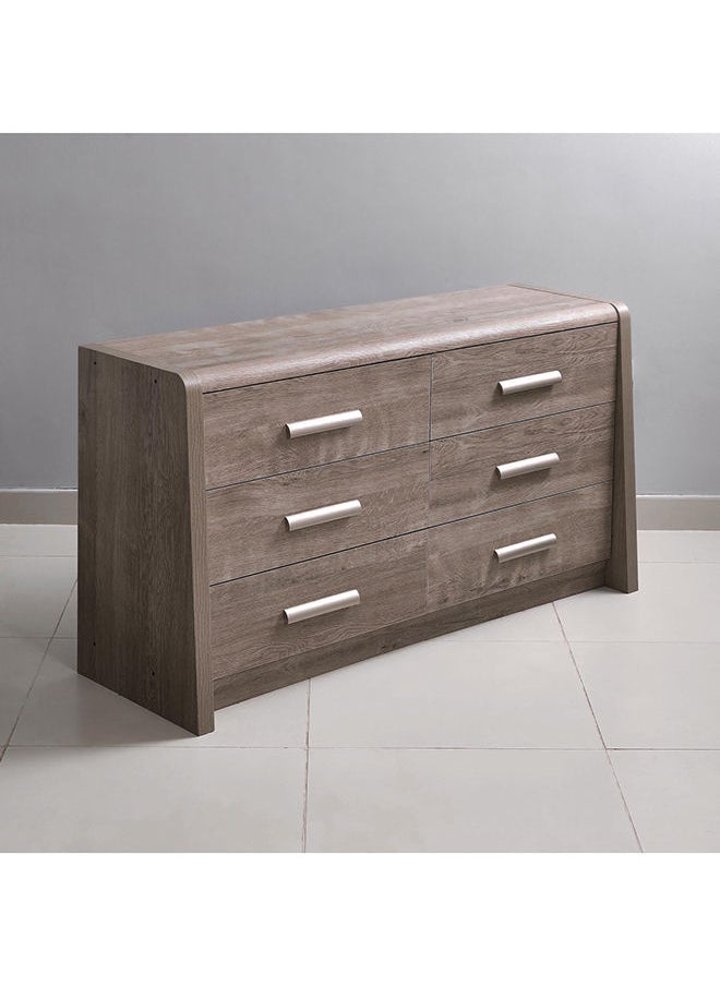 Home Box - Curvy 6-Drawer Master Dresser | Dressing Table | Vanity Table | Makeup Table Without Mirror Brown 120x73.6x45 cm - Image 1