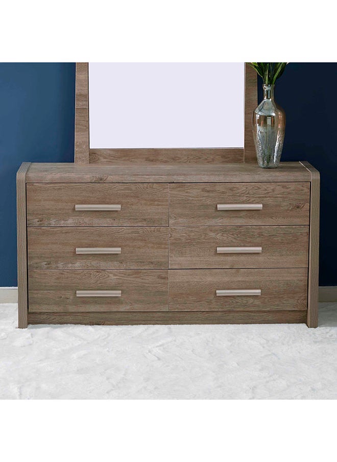 Home Box - Curvy 6-Drawer Master Dresser | Dressing Table | Vanity Table | Makeup Table Without Mirror Brown 120x73.6x45 cm - Image 1