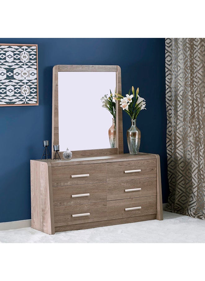 Home Box - Curvy 6-Drawer Master Dresser | Dressing Table | Vanity Table | Makeup Table Without Mirror Brown 120x73.6x45 cm - Image 1