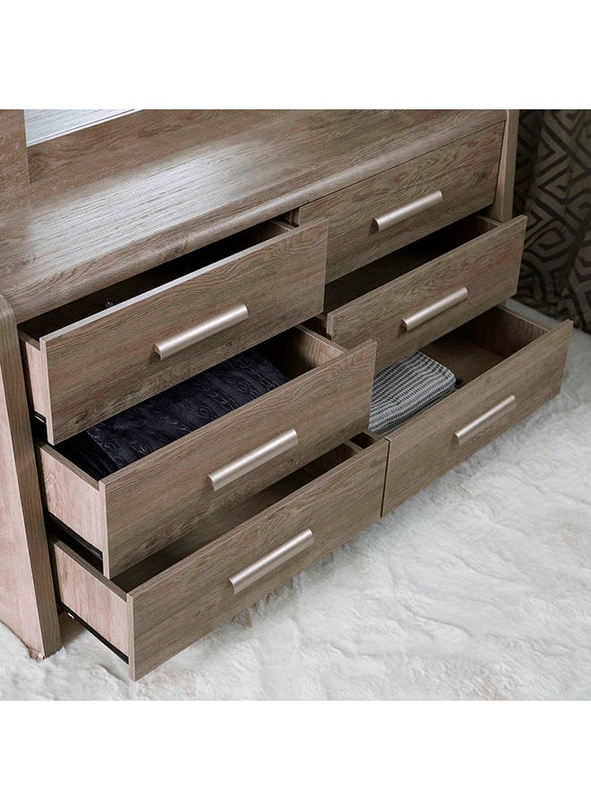 Home Box - Curvy 6-Drawer Master Dresser | Dressing Table | Vanity Table | Makeup Table Without Mirror Brown 120x73.6x45 cm - Image 1