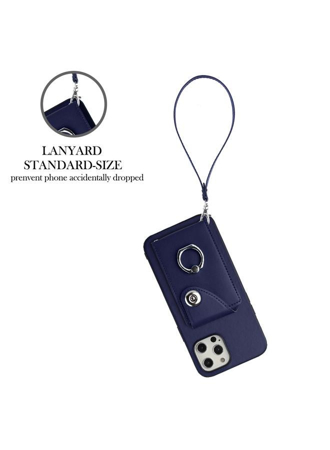 زبون جراب لهاتف iPhone 12 Pro، جراب هاتف من البولي يوريثان مع حامل بطاقات وحلقات وحبل - Image 3