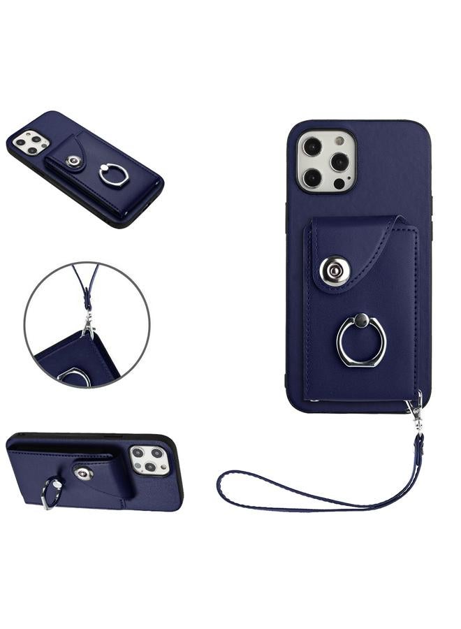 زبون جراب لهاتف iPhone 12 Pro، جراب هاتف من البولي يوريثان مع حامل بطاقات وحلقات وحبل - Image 1
