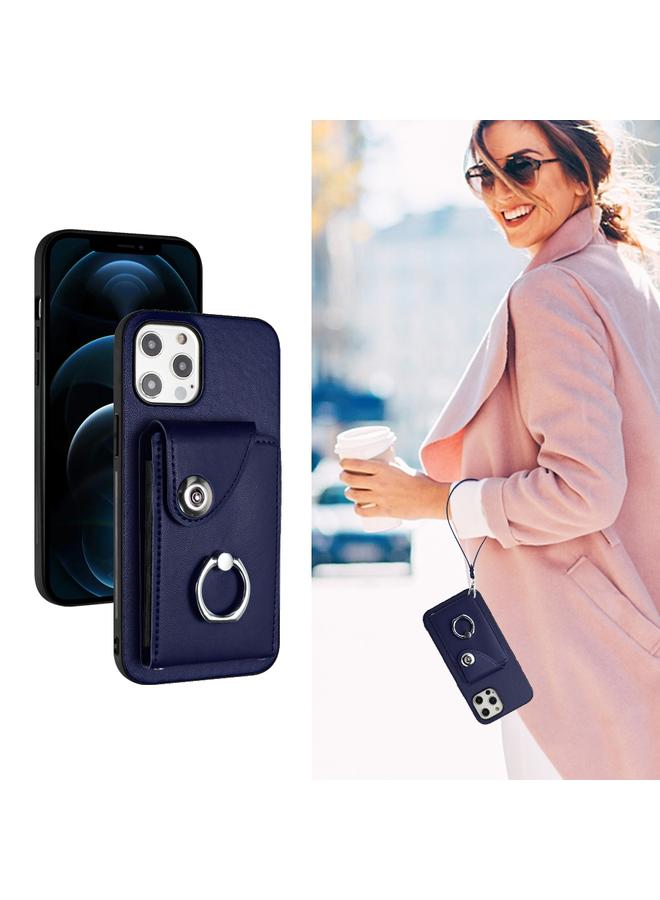 زبون جراب لهاتف iPhone 12 Pro، جراب هاتف من البولي يوريثان مع حامل بطاقات وحلقات وحبل - Image 5