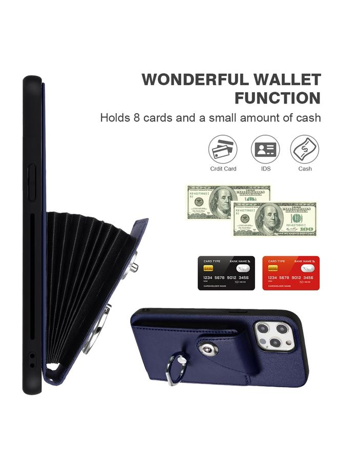 زبون جراب لهاتف iPhone 12 Pro، جراب هاتف من البولي يوريثان مع حامل بطاقات وحلقات وحبل - Image 4