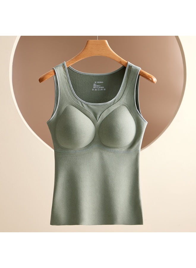 NIBEMINENT Women's Fixed One-Piece Warm Vest Thick Velvet Underwear with Chest Cushion  Base Layer Heating Top for Autumn - Image 1