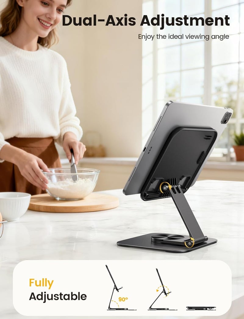 Lamicall Adjustable Tablet Stand for Desk - Ultra-Slim & Foldable, 360° Rotation, Heavy-Duty Metal Base - Image 3