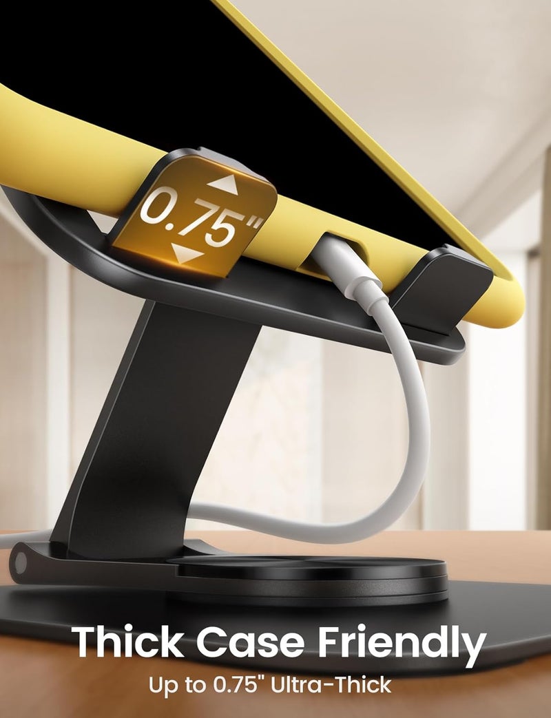 Lamicall Adjustable Tablet Stand for Desk - Ultra-Slim & Foldable, 360° Rotation, Heavy-Duty Metal Base - Image 5