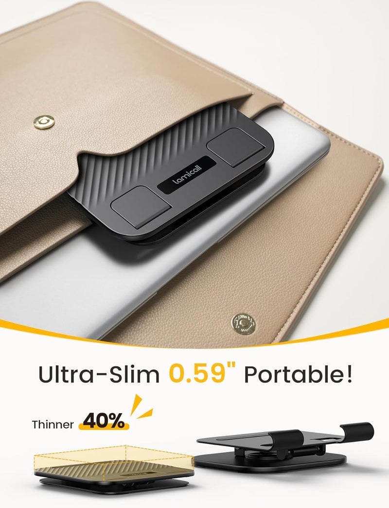 Lamicall Adjustable Tablet Stand for Desk - Ultra-Slim & Foldable, 360° Rotation, Heavy-Duty Metal Base - Image 4