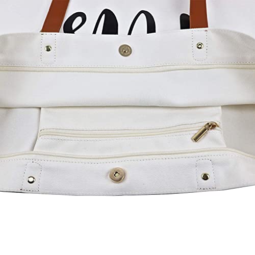 Lamyba Wifey Tote Bag with Makeup Bag, Gifts for Engagement/Bridal Shower/Bachelorette/Wedding Party Canvas White - Image 5