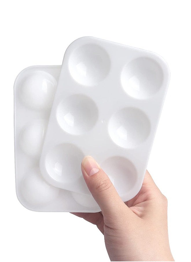 Generic - 2 PCS White Plastic Paint Tray Palettes, 6 Well Rectangular Watercolor , Oil Palette Painting Tray Artist Craft Palettes, DIY Craft and Art Painting - Image 1