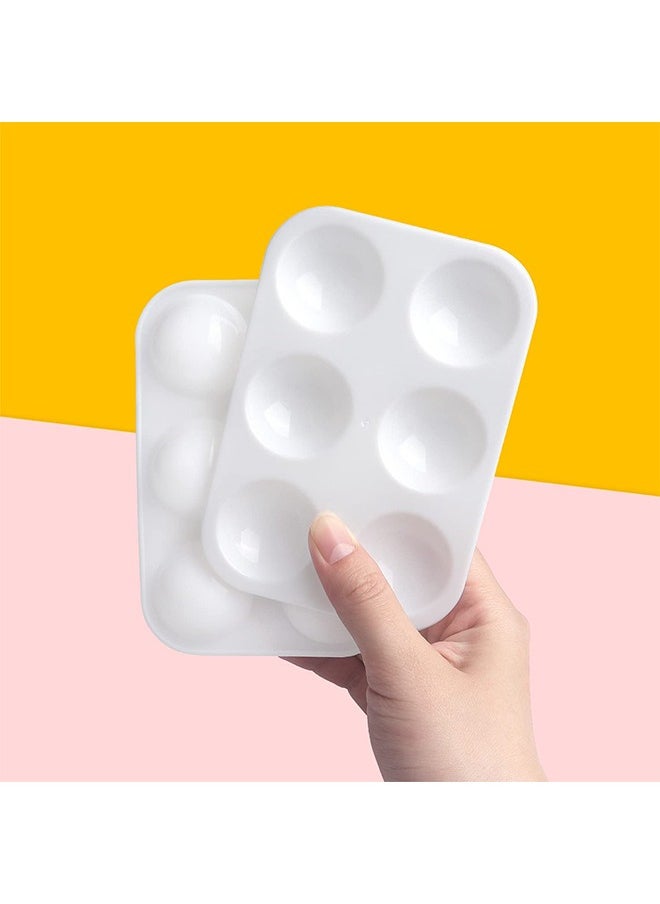 Generic - 2 PCS White Plastic Paint Tray Palettes, 6 Well Rectangular Watercolor , Oil Palette Painting Tray Artist Craft Palettes, DIY Craft and Art Painting - Image 1