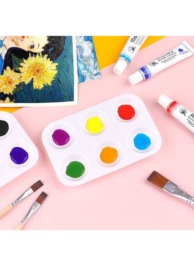 Generic - 2 PCS White Plastic Paint Tray Palettes, 6 Well Rectangular Watercolor , Oil Palette Painting Tray Artist Craft Palettes, DIY Craft and Art Painting - Image 1