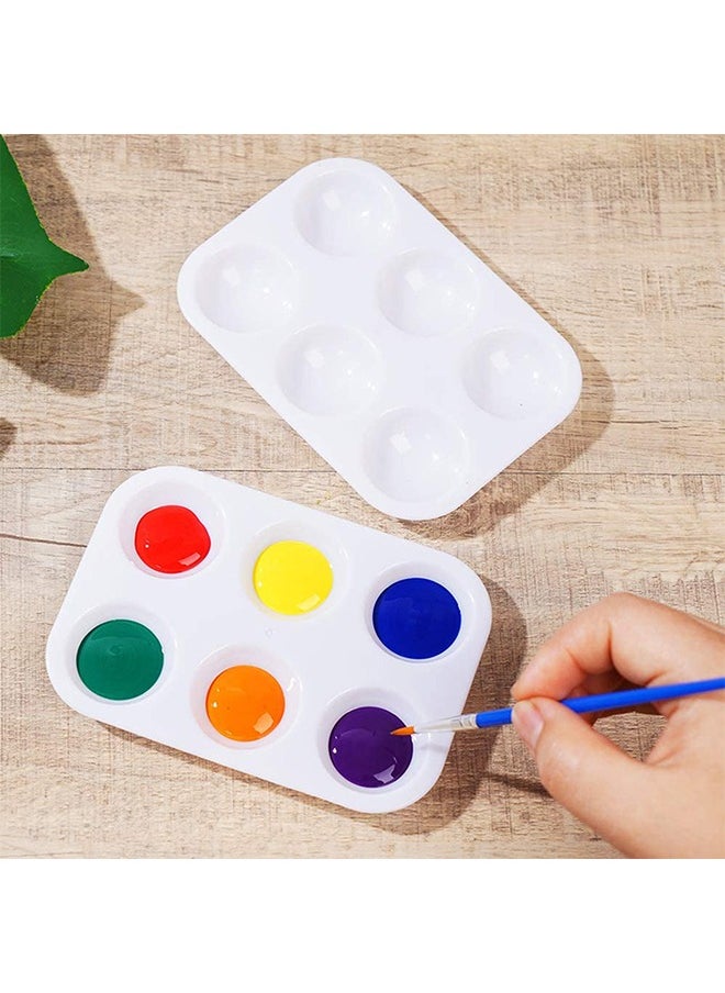 Generic - 2 PCS White Plastic Paint Tray Palettes, 6 Well Rectangular Watercolor , Oil Palette Painting Tray Artist Craft Palettes, DIY Craft and Art Painting - Image 1