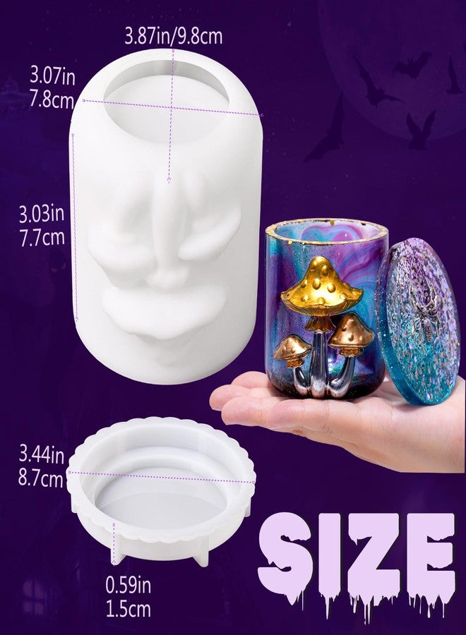 Dacies Epoxy Resin Jar Molds Mushroom Canister Silicone Molds with Lid for Epoxy Resin Casting Silicone Mould DIY Jewelry Organizer Trinket Storage Box Candy Container Candle Jar Flowerpot Cement Crafts Mold - Image 2