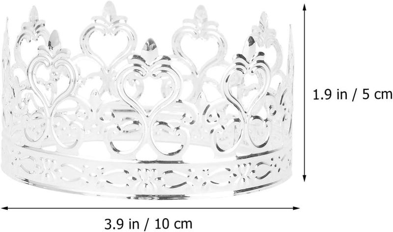 comfrt Kids Gold Tiara Crown Cake Topper Wedding/Birthday Cake Decoration Tiara Hat Hair Accessories for Prince Princess Birthday Party Supplies (Silver) - Image 3