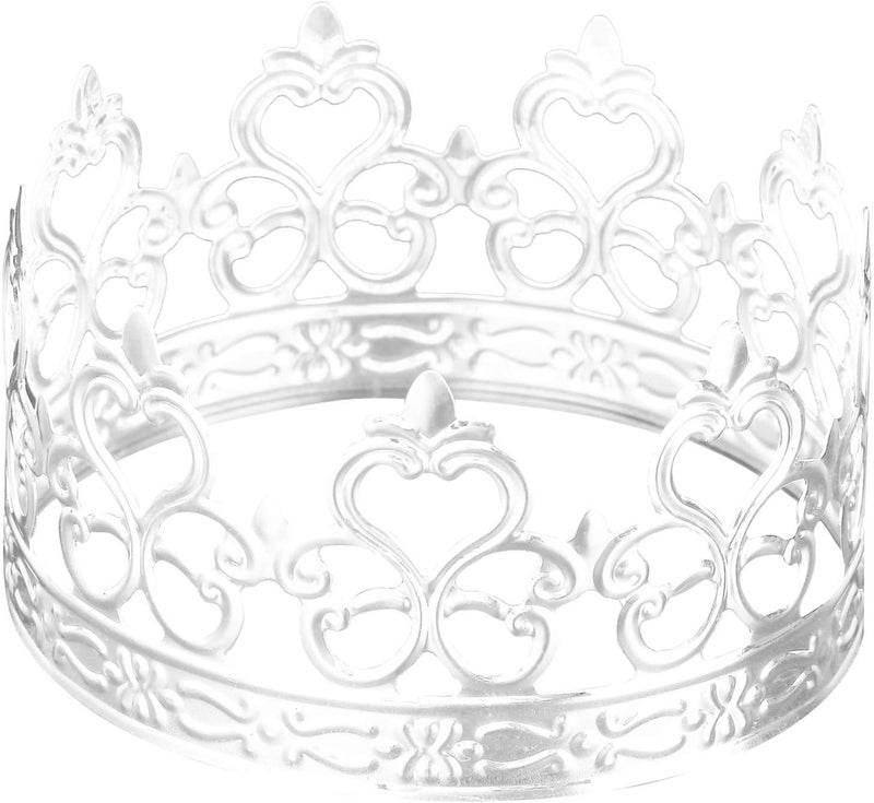 comfrt Kids Gold Tiara Crown Cake Topper Wedding/Birthday Cake Decoration Tiara Hat Hair Accessories for Prince Princess Birthday Party Supplies (Silver) - Image 1