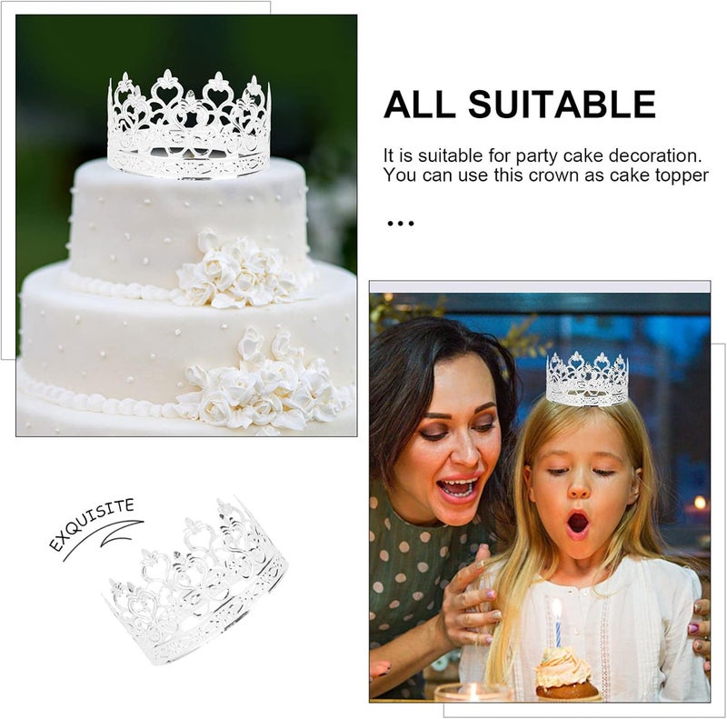comfrt Kids Gold Tiara Crown Cake Topper Wedding/Birthday Cake Decoration Tiara Hat Hair Accessories for Prince Princess Birthday Party Supplies (Silver) - Image 4