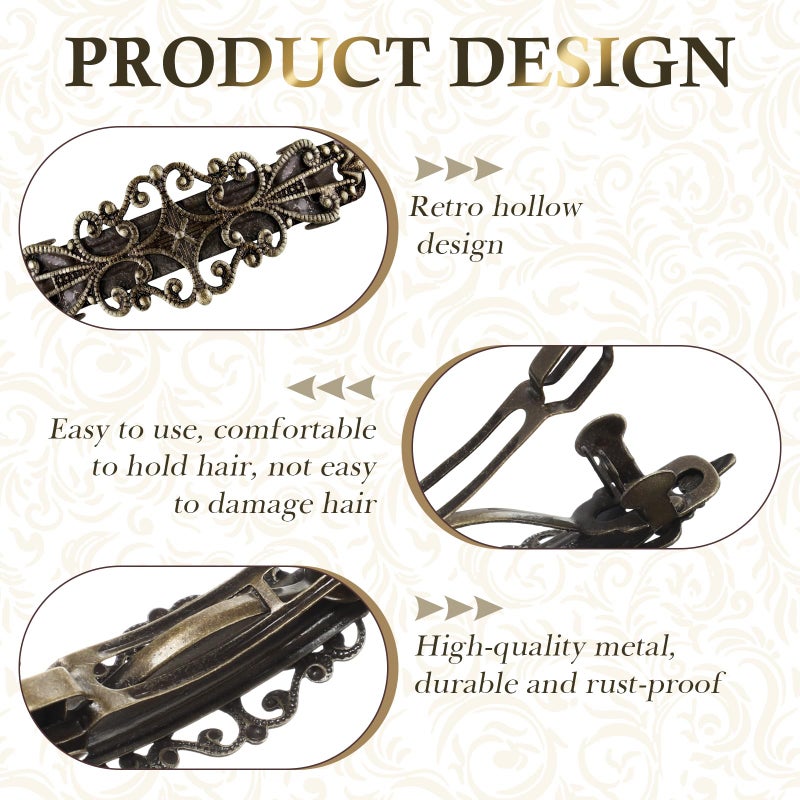 Geyoga 6 Pieces Vintage Hair Barrettes for Women Retro Flower French Pearl Crystal Rhinestones Clips Hair Pins for Women Styling Accessories(Classic Style) - Image 3