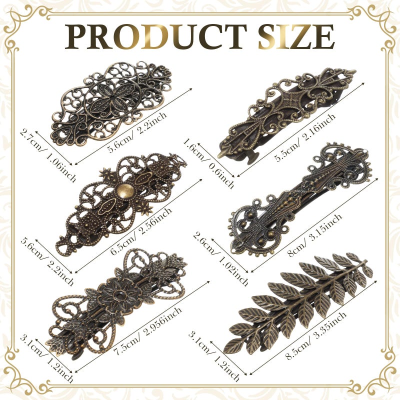 Geyoga 6 Pieces Vintage Hair Barrettes for Women Retro Flower French Pearl Crystal Rhinestones Clips Hair Pins for Women Styling Accessories(Classic Style) - Image 2
