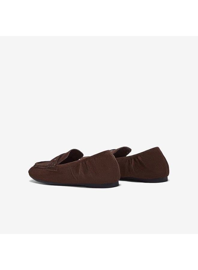 Basto 26 Spring Loafers Retro Commuter Square Toe Women's Flats Uxe01aa6 Dark Brown 37 - Image 2