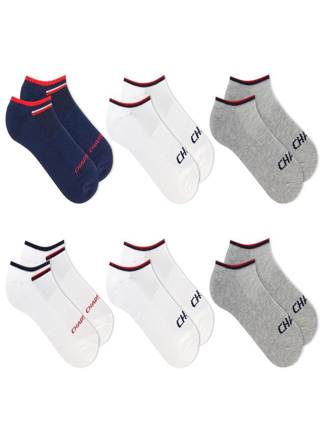 شابس جوارب تشابس الرياضية الرجالية المبطنة غير الظاهرة، عبوة من 6 أزواج، ألوان بيضاء متنوعة، مقاسات الأحذية الرجالية: 6-12 - Image 1
