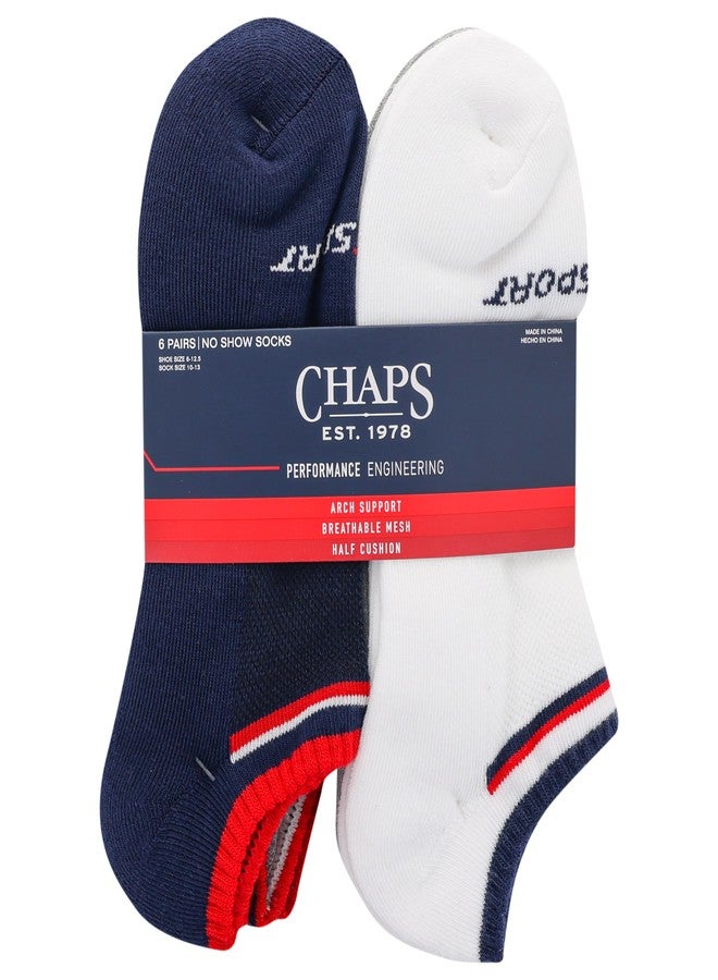 شابس جوارب تشابس الرياضية الرجالية المبطنة غير الظاهرة، عبوة من 6 أزواج، ألوان بيضاء متنوعة، مقاسات الأحذية الرجالية: 6-12 - Image 3