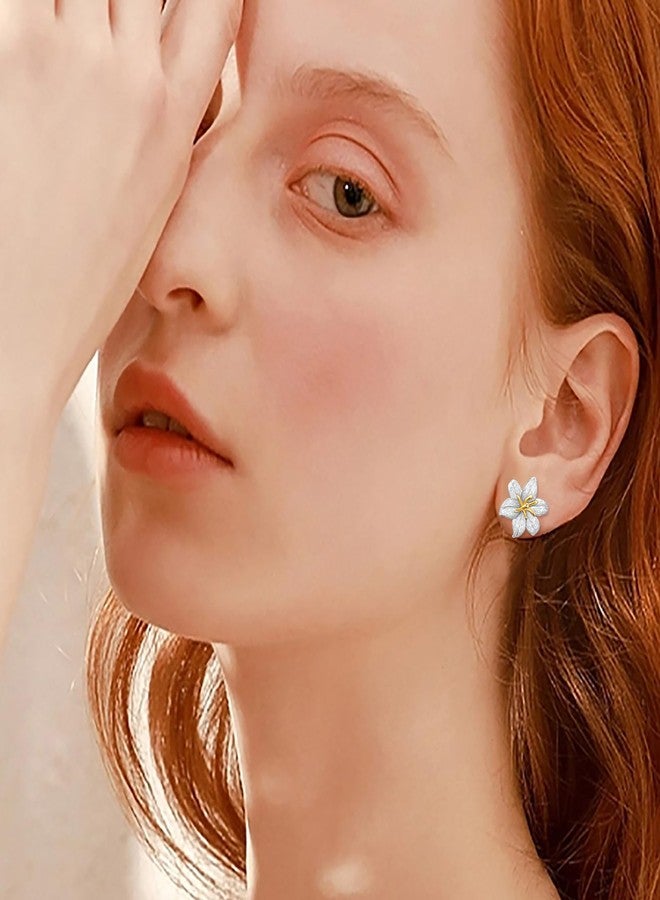 Flyow S925 Sterling Silver Lily Flower Stud Earrings for Women Christmas Earring Lily Gifts Jewelry - Image 3