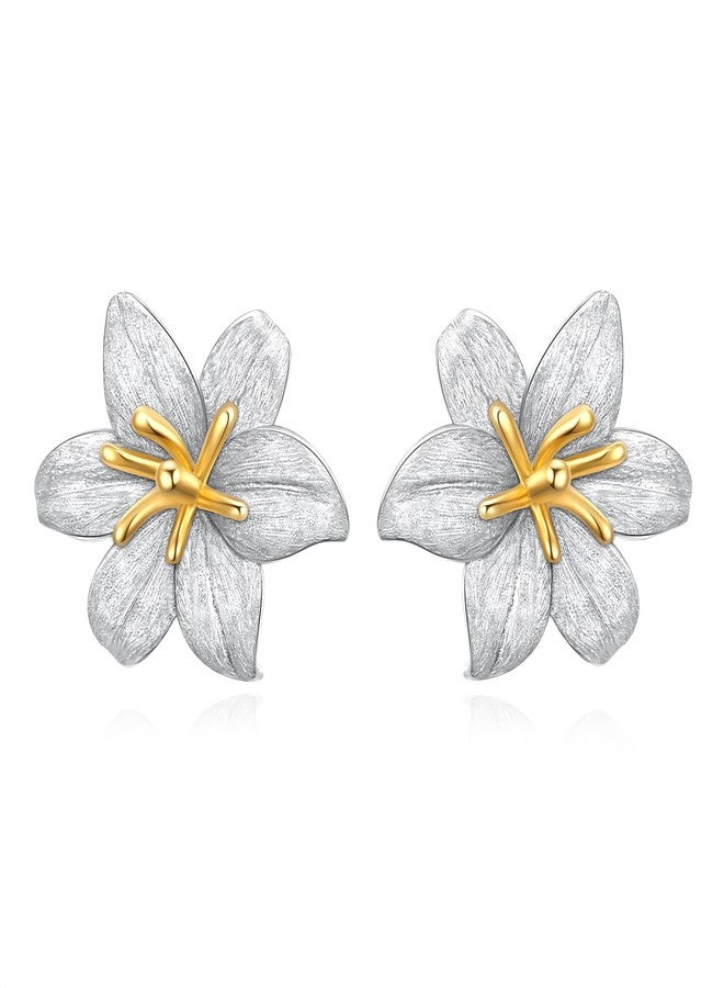 Flyow S925 Sterling Silver Lily Flower Stud Earrings for Women Christmas Earring Lily Gifts Jewelry - Image 1