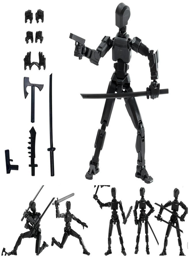ENZAMOL Black Dummy 13 Action Figure Toys Robot Pet Toys for Men 3D Printed Products DIY Assembly Dummy 13 Action Figures Articulated Joints Robot t13 Action Figure for Desktop t 13 Action Figures - Image 1