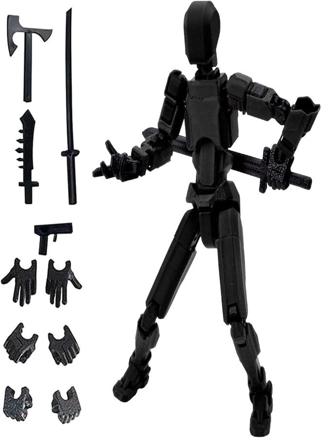 ENZAMOL Black Dummy 13 Action Figure Toys Robot Pet Toys for Men 3D Printed Products DIY Assembly Dummy 13 Action Figures Articulated Joints Robot t13 Action Figure for Desktop t 13 Action Figures - Image 4