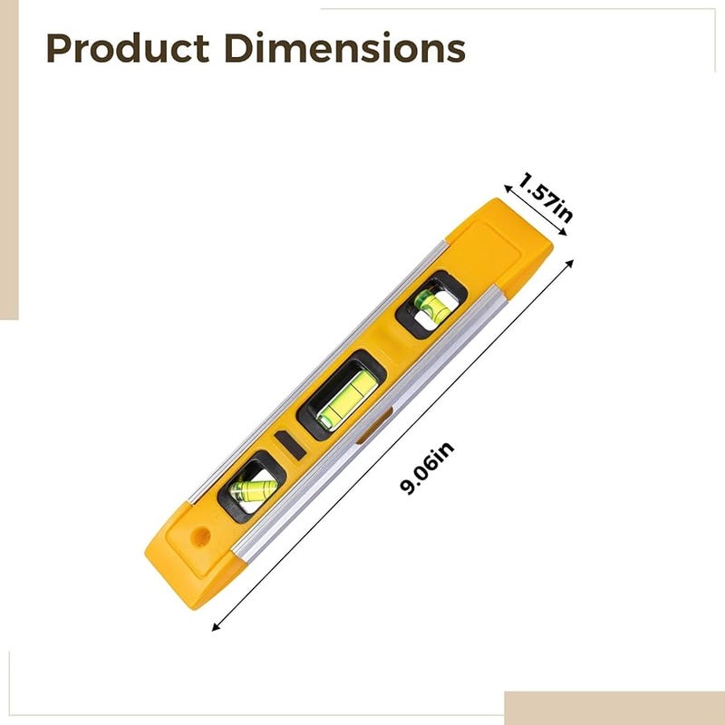 Aluminum Alloy Torpedo Level 9.1 Inch Handheld High Attachment Force 3 Vials - Image 4