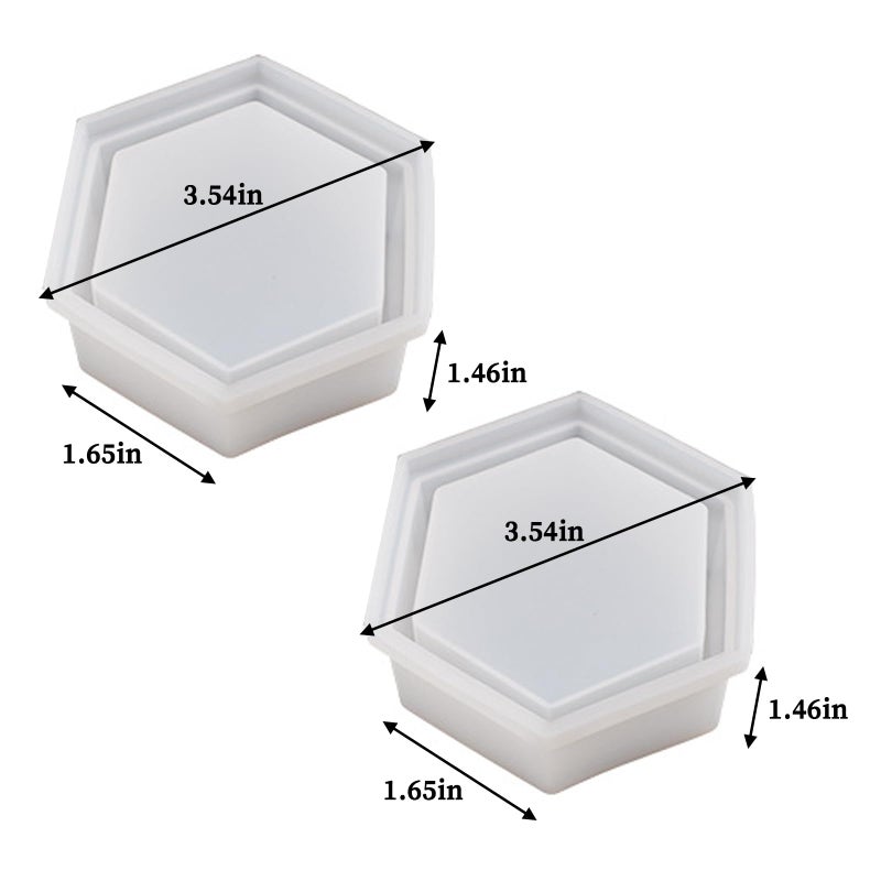 Wehous 2PCS Hexagon Candle Jar Silicone Molds, Geometric Container Plant Pot Silicone Molds for Resin Concrete, Epoxy Resin Casting Storage Box Molds for Jewelry Holder Trinket Tray Art Craft Decor - Image 3