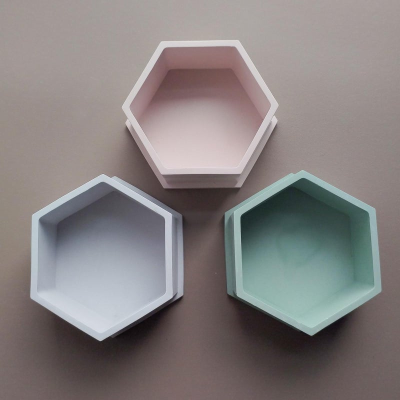 Wehous 2PCS Hexagon Candle Jar Silicone Molds, Geometric Container Plant Pot Silicone Molds for Resin Concrete, Epoxy Resin Casting Storage Box Molds for Jewelry Holder Trinket Tray Art Craft Decor - Image 4