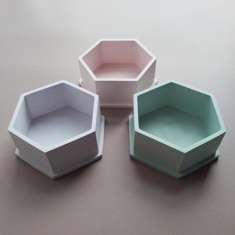 Wehous 2PCS Hexagon Candle Jar Silicone Molds, Geometric Container Plant Pot Silicone Molds for Resin Concrete, Epoxy Resin Casting Storage Box Molds for Jewelry Holder Trinket Tray Art Craft Decor - Image 5