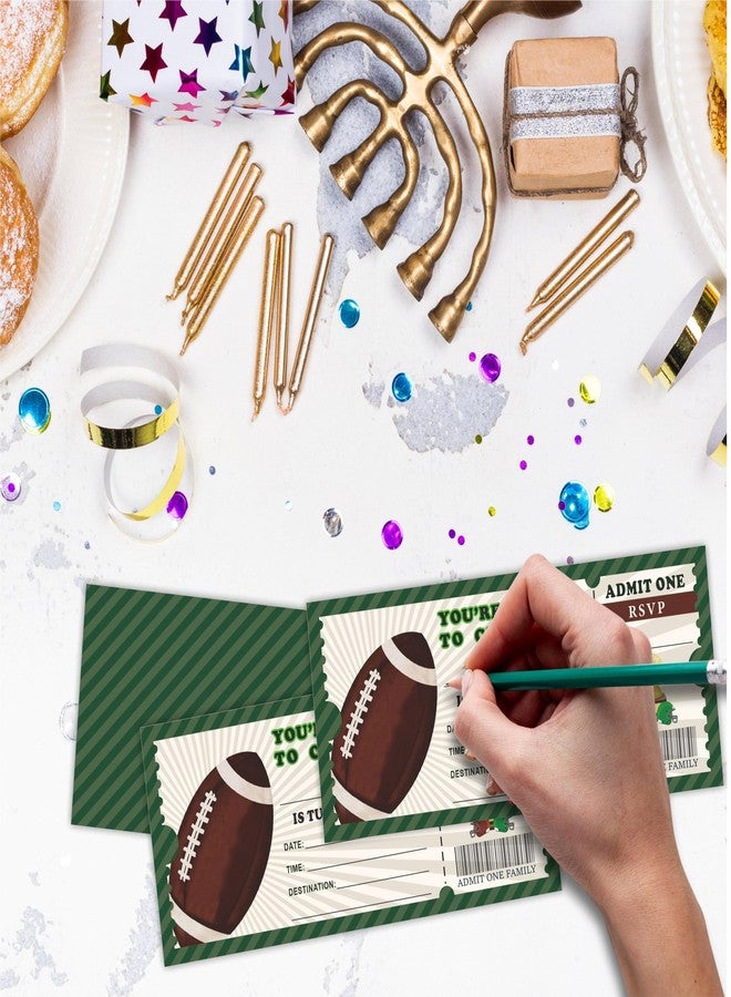 NYCTUG 20 Football Birthday Invitations With Envelopes, 3" X 8" Rugby Theme Birthday Ticket Invitation, Double-Sided Fill In Invites For Boys Girls Birthday, Birthday Party Celebration Supplies - E15 - Image 3