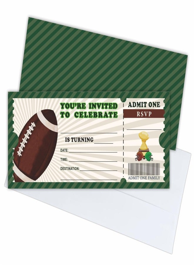 NYCTUG 20 Football Birthday Invitations With Envelopes, 3" X 8" Rugby Theme Birthday Ticket Invitation, Double-Sided Fill In Invites For Boys Girls Birthday, Birthday Party Celebration Supplies - E15 - Image 1