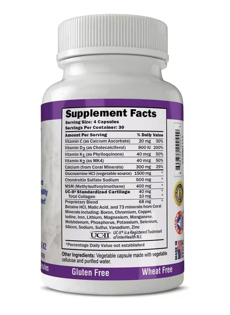 Coral LLC - Joint & Collagen With Biocell Collagen Minerals Vitamin D3 K2 And K1 And Glucosamine Supports Joint Flexibility And Comfort 120 Vegetable Capsules 120 Caps - Image 1