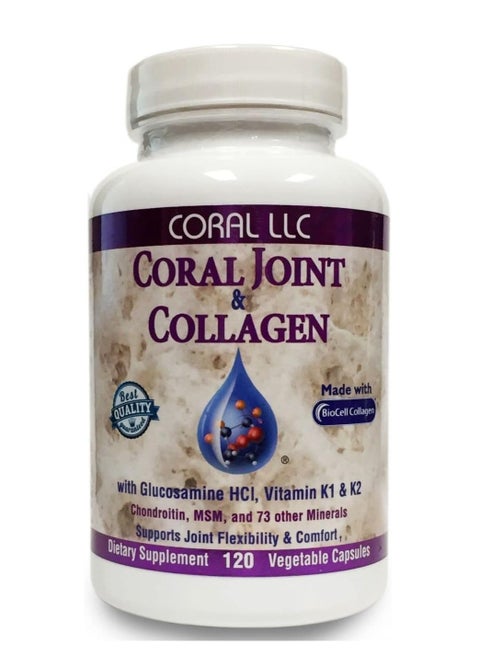 Joint & Collagen With Biocell Collagen Minerals Vitamin D3 K2 And K1 And Glucosamine Supports Joint Flexibility And Comfort 120 Vegetable Capsules 120 Caps