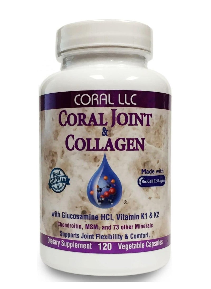 Coral LLC - Joint & Collagen With Biocell Collagen Minerals Vitamin D3 K2 And K1 And Glucosamine Supports Joint Flexibility And Comfort 120 Vegetable Capsules 120 Caps - Image 1