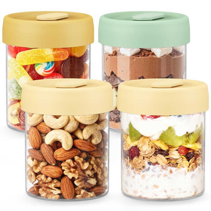 Hotbird 4-Pack Overnight Oats Containers with Lids, 14oz Glass Mason Jars for Overnight Oats Salad Yogurt Sugar Snacks Spices, BPA-Free - Image 1