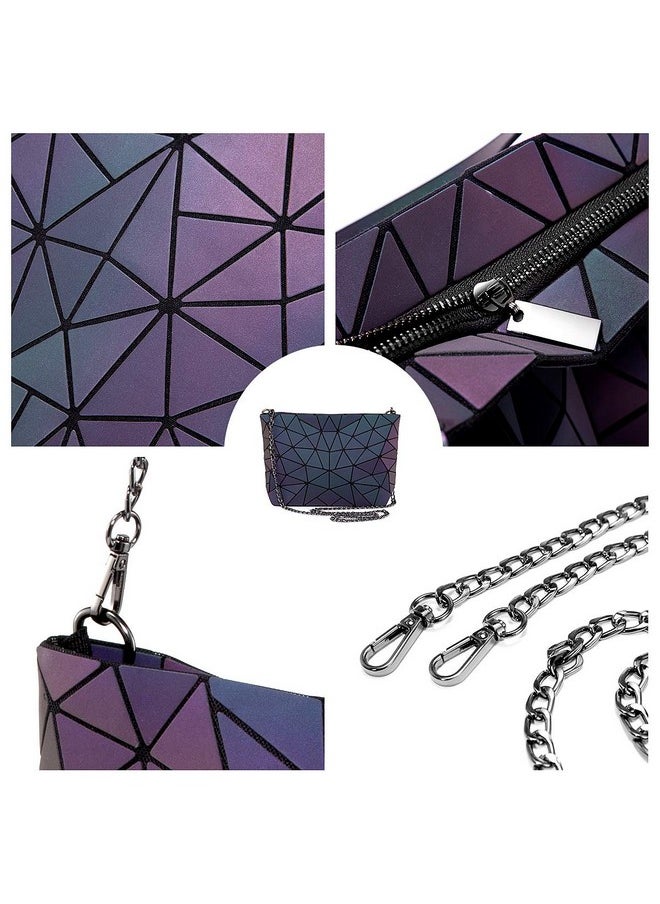 Lovevook Geometric Luminous Purses And Handbags For Women Holographic Reflective Crossbody Bag Wallet  - Image 2